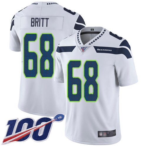 Seattle Seahawks Limited White Men Justin Britt Road Jersey NFL Football #68 100th Season Vapor Untouchable->youth nfl jersey->Youth Jersey